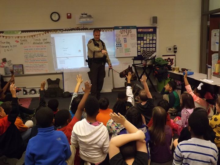 Deputy Matt Mayfield and K-9 partner, Jack visit Callaway Elementary